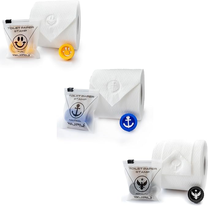 Toilet Paper Stamp Cheer & Freedom Trio (3 Pack) - Add a Unique Personal Touch to Your Bathroom Decor! Ideal for Housekeeping, Hotels, Rentals, Home Staging Decor