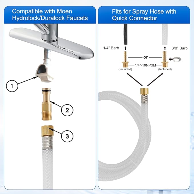 Universal Kitchen Sink Faucet Sprayer with Quick Adapter, Oil-Rubbed Bronze | NSF/ANSI/CAN 372 Certified, Kitchen Sprayer Replacement Hose/Holder Compatible with Moen/Delta Faucet, Pull-Out Spray Nozzle