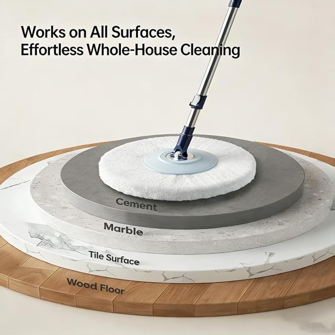 Spin Mop & Bucket System with 4 Washable Microfiber Mop Pads | 4 Washable Microfiber Mop Heads, Durable Replacement Pads for Hardwood, Tile & Multi-Surface Floor Cleaning