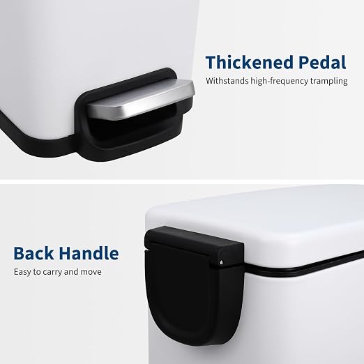 2 Slim Narrow Kitchen Trash Can with Lid, 10L+45L Stainless Steel Step Pedal Garbage Can, Soft Close & Stay Open Lid Design, Space Saving Trash Bin with Removable Inner Bucket for Kitchen, Bathroom