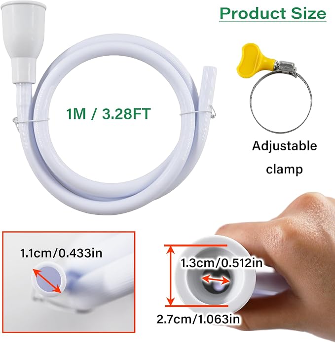 3.28FT/1M Sink Extension Hose,Sink Hose Adapter,Portable Water Transfer Accessories for Gardening, Watering, and Outdoor Cleaning with Adjustable Clamp