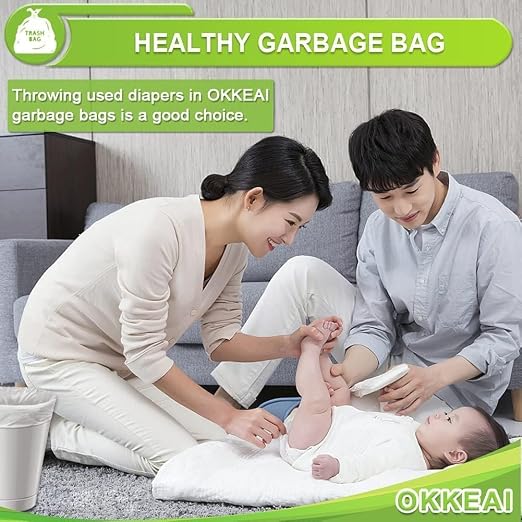 OKKEAI Small Trash Bags White 4 Gallon Bathroom Garbage Bags, 150 Count | Strong Trash Bags with, Wastebasket Liners for Office and Home Use