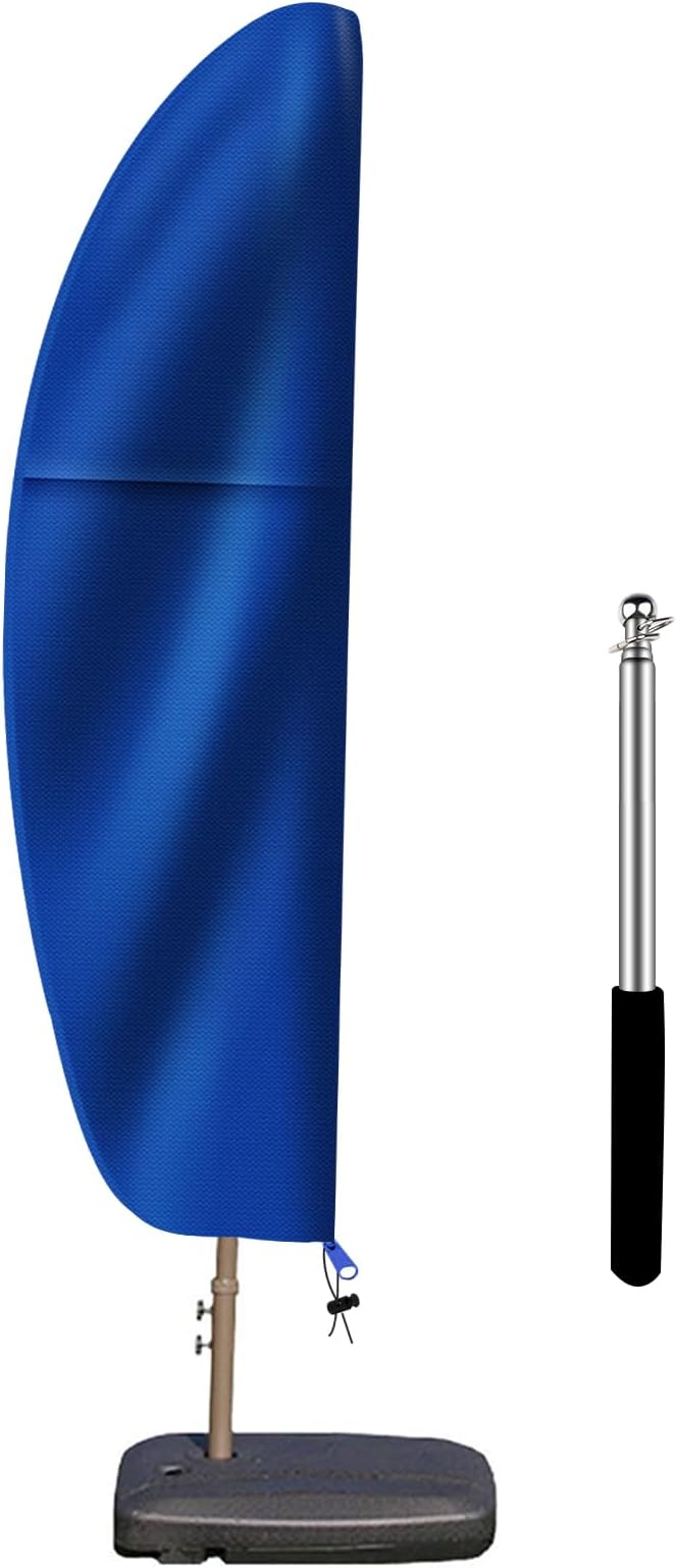 OKPOW Cantilever Patio Umbrella Cover: Fits 7.5-11.5 FT Outdoor Umbrellas | Easy Install with Rod & Long Zipper, Waterproof 420D Oxford Cover, Protects Offset Umbrella from Sun, Rain, Snow & Dust
