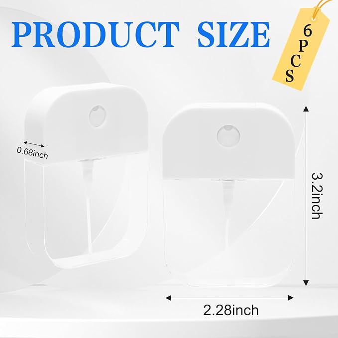 6 Pcs Clear Spray Bottles, Portable Card Spray Bottles, 38 ML Refillable Plastic Perfume Atomizer Vials, Suitable Perfume, moisturizing water, hand sanitizer