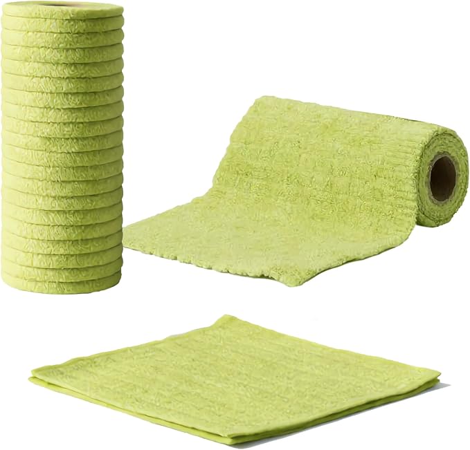 20PCS Cleaning Cloth, Reusable Wet & Dry Use Lint-Free Cleaning Rags 10"*10"(Green)