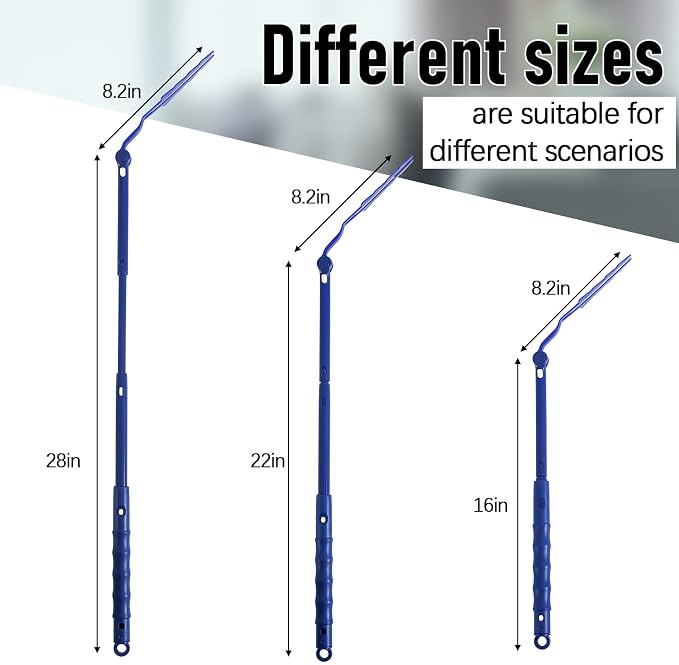 Colingmill 4 Pcs 3 ft Replacement Handles Compatible with Duster Refills | For Ceiling Fans, Blinds, Shelves, Windows, Long Extended Handle Only, Blue, Foldable, Durable PET, 270° Rotating Head