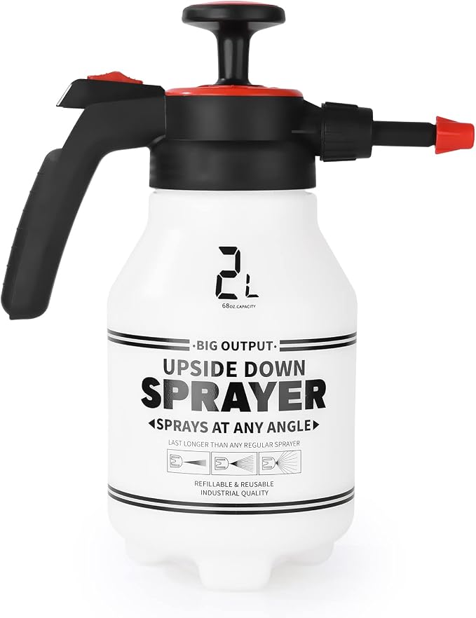 FOSHIO 0.53 Gallon Garden Pump Sprayer, 2L Portable Hand Pump Pressure Water Spray Bottles with Adjustable Nozzle Trigger Lock Sprayer for Home, Lawn and Car Detailing