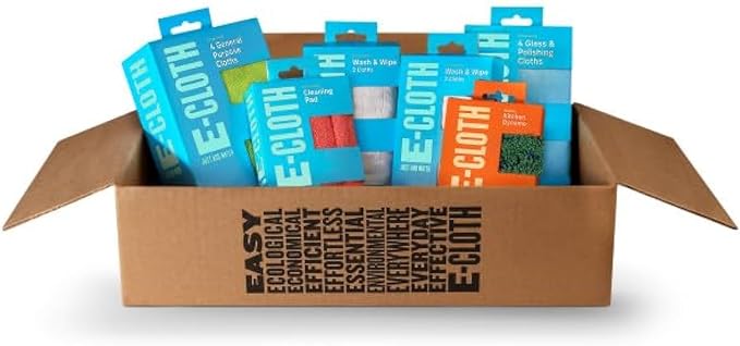 E-Cloth Reusable Paper Towels Microfiber Replacement Bundle – 4 General Purpose Cloths, 4 Glass & Polishing, 4 Wash & Wipe, Cleaning Pad, Kitchen Dynamo – Eco-Friendly, Streak-Free