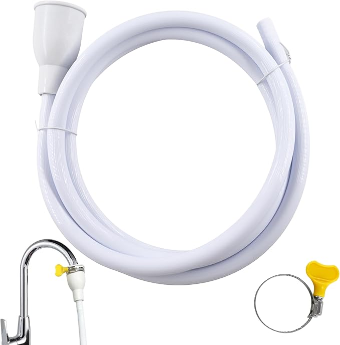 2M/6.56FT Sink Extension Hose,Sink Hose Attachment,Portable Water Fill Accessories for Gardening, Watering, and Household Cleaning with Adjustable Clamp