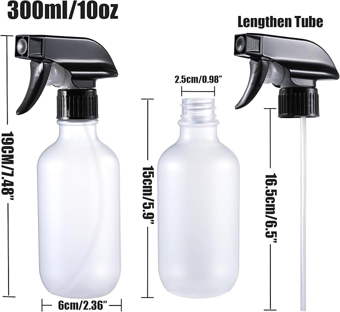 Spray Bottles 2 Pack 10 oz Refillable Plastic Squirt Bottle for Liquid | Fine Mist Water Spray Bottle with Adjustable Stream Nozzle BPA-free Spray Bottle for Hair, Plant, Cleaning, Pet Training