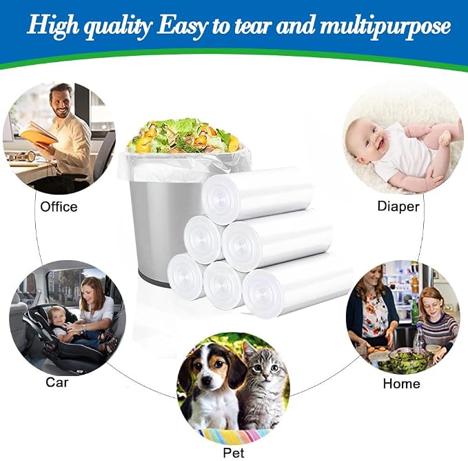 1 Gallon 140 pcs (0.8-1 Gal) Small Clear Trash Bags, Strong 0.8 Gallon 1 Gallon 1.2 Gallon Garbage Bags, Bathroom Trash Can Bin Liners,Mini Bags Waste Basket Liner,Fit 3,4.5 Liter, 0.8-1.2 Gal（1C140)