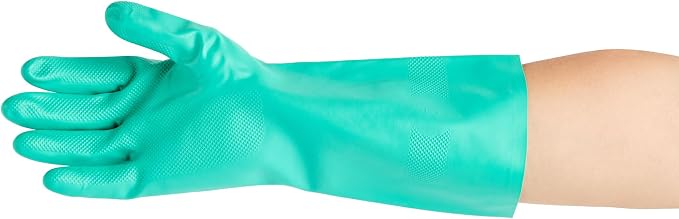 Restaurantware-Clean Tek Professional 15 Mil XXL Cleaning Gloves, 1 Pair Of Long Cuff Gloves - Flock Lining, No-Powder, Green Nitrile Chemical Tolerant Gloves, No-Latex, Heavy-Duty Tasks