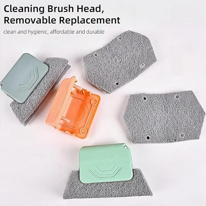 Magic Window Track Cleaner, 2024 New Window Groove Cleaning Brush Tools Set, Creative Cleaner Brushes Tools for Window lides Gaps, Sliding Door Track, Tile Lines Shutter Car Vents (Grey+Pink)