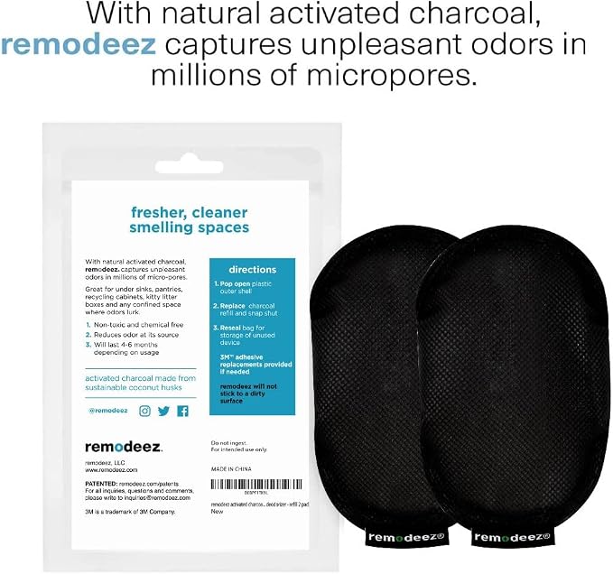 Remodeez Fridge Deodorizer Refill Pods, Activated Charcoal 2-Pack