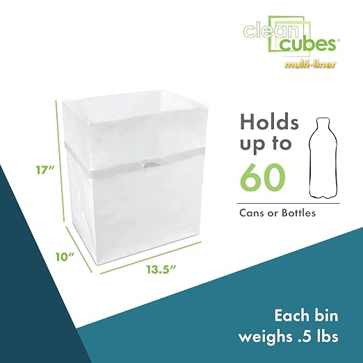 Clean Cubes 13 Gallon Multi-Liner Pop-Up Trash Cans, 3-Pack (White) | 3 Stacked Liners Per Bin, 9 Uses Per Pack, Swap Liners Without Touching Trash, No Assembly, Wire-Reinforced Opening