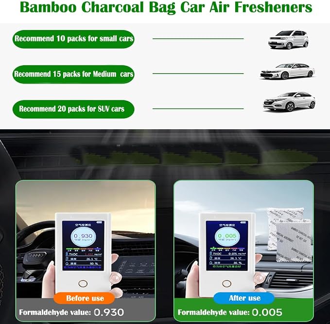30Pack Activated Charcoal Odor Absorber for Strong Odors in Car,Closet,Shoe | Natural Activated Charcoal Air Purifying Bag Odor Eliminator; 10g/Pack Air Freshener for Home,Car,Closet,Shoe,Basement,Pet