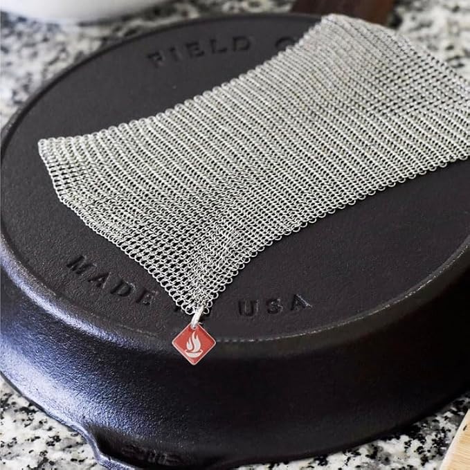 Knapp Made 7"x5" Chainmail Dishcloth - Stainless Steel Cast Iron Scrubber | Replace Your Dirty Sponge. All-purpose Kitchenware Cleaner For Pots, Pans & Cookware - Lasts a Lifetime