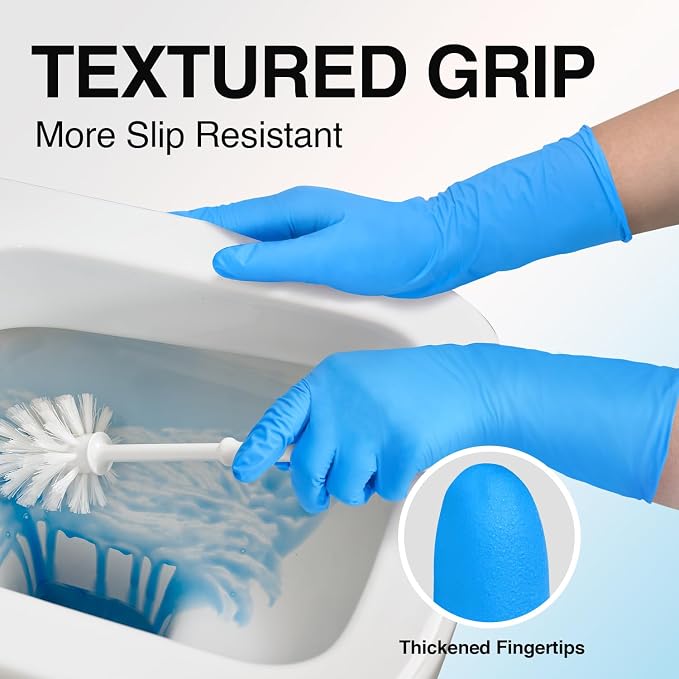 Schneider Medical Exam Glove, Gloves Disposable Latex Free, Powder Free | Extended 12 Inches Cuff, Blue Nitrile Gloves, Food Safe Gloves, Cooking Gloves, Cleaning Gloves (Large, 1000)