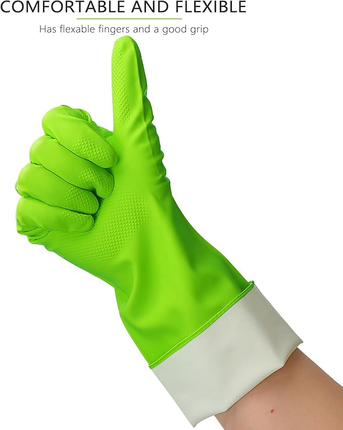 Latex Free Nitrile Cleaning Gloves, Large, 3 Pairs | 12 Mil Thick, Reusable Gloves with Non-Slip Grip, Waterproof for Dishwashing, Kitchen, Bathroom & Household Cleaning