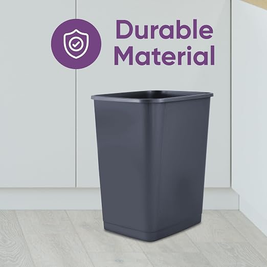 Superio 4.5 Gallon Plastic Trash Can, Waste Bin for Home, Kitchen, Office, Bedroom, Bathroom- 18 Qt (Dark Grey)