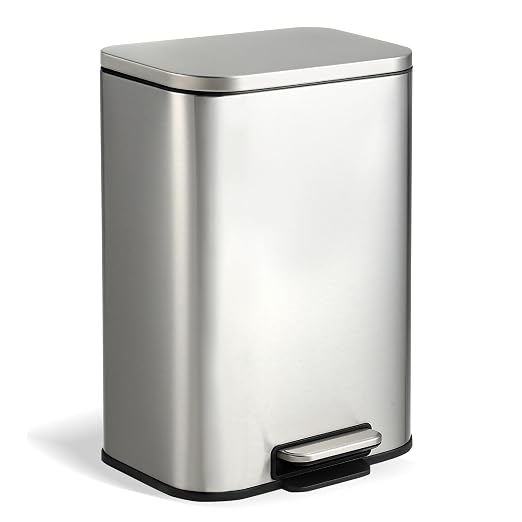 5.2 Gallon/20L Stainless Steel Step Trash Can, Soft Close Pedal Garbage Bin with Detachable Inner Bucket,Fingerprint Resistant,Dual-Use Waste & Recycling Container for Home Kitchen, Bathroom and Offic