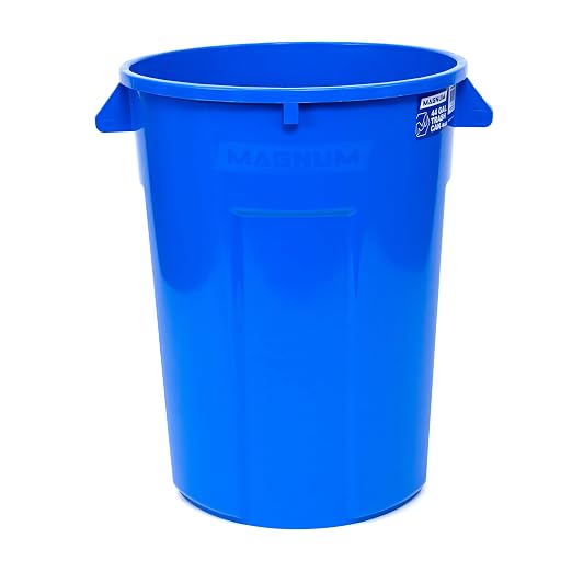 Magnum 44 Gallon Trash Can, High-Vis Blue, Construction Grade, Heavy Duty Plastic, Jobsite Ready for Holding Garbage and Recycling CMTC-C000-44B01 (1 Pack)