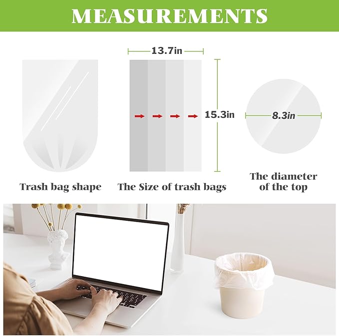 Teivio Small Clear Trash Bags 1 Gallon 260 Counts Garbage Bags,Mini Waste Basket Liners,Tiny Bathroom Trash Can Bin Liners,Small Plastic Bags for Home Office Kitchen Car Bedroom Dog waste Baby Diaper | Fit 3-4 Liters,0.8 Gal,Tiny Plastic Garbage Bags,D...