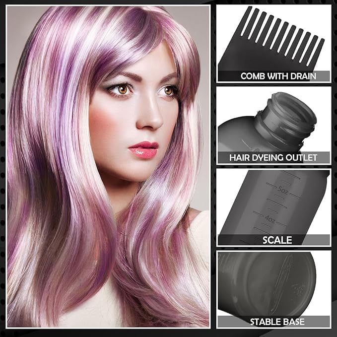 2 Pack Continuous Hair Spray Bottle and Oil Applicator for Hair Dye & Scalp | Leak Proof, Water Mister for Hairstyling, Cleaning, Planting, 2 Types Plastic Bottles for Coloring, Home Salon Use