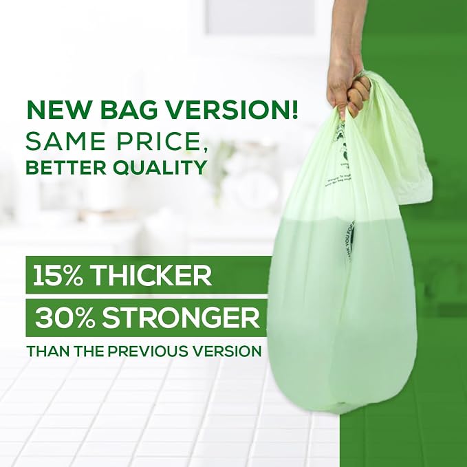 ANECO 100% Compostable Trash Bags 13 Gallon, 35 Count | Extra Thick Kitchen Compost Bags, Large Compostable Bags for Tall Kitchen Bin
