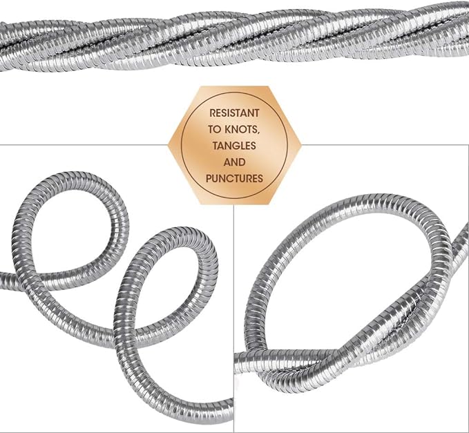 BEAULIFE 304 Stainless Steel Metal Garden Hose 25 Feet with Brass Garden Hose Nozzle Flexible, Portable & Lightweight Kink Free Garden Water Outdoor Hose