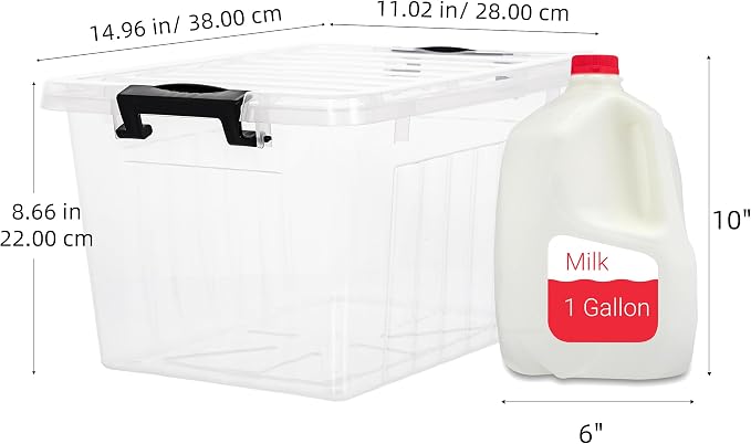 Citylife 22 Quart Clear Plastic Storage Bins with Lids 6-Pack | Stackable See-Through Craft Storage Box Latches Durable Containers Secure Pull Handle Organizing for Home Kitchen Pantry