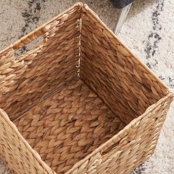 M4DECOR 10.5 x 10.5in Wicker Storage Baskets for Shelves, Water Hyacinth Storage Baskets, Woven Baskets for Storage, Wicker Storage Basket for Bedroom, Living Room (6 Packs 10.5x10.5in)