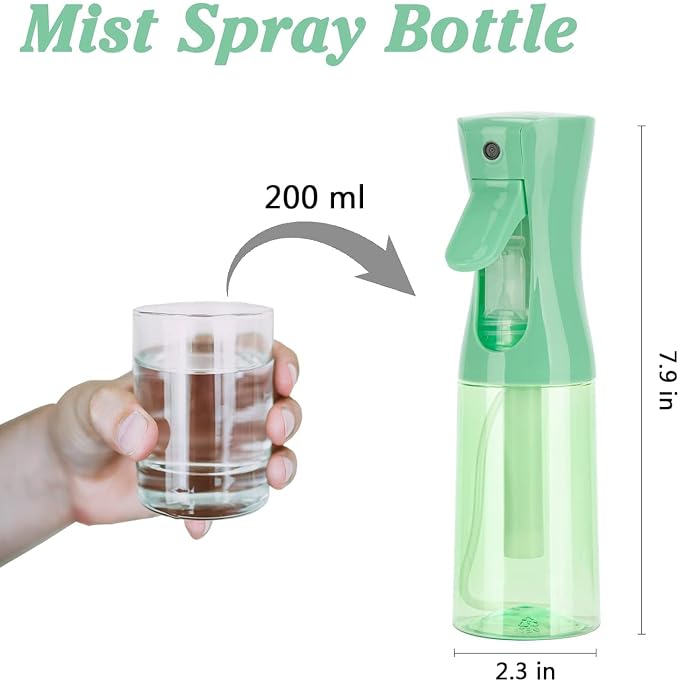 Spray Bottle for Hair (6.8OZ /200ML) Continuous Ultra Fine Mist Sprayer for Hair, Salons, Barber, Plants, Skin Care