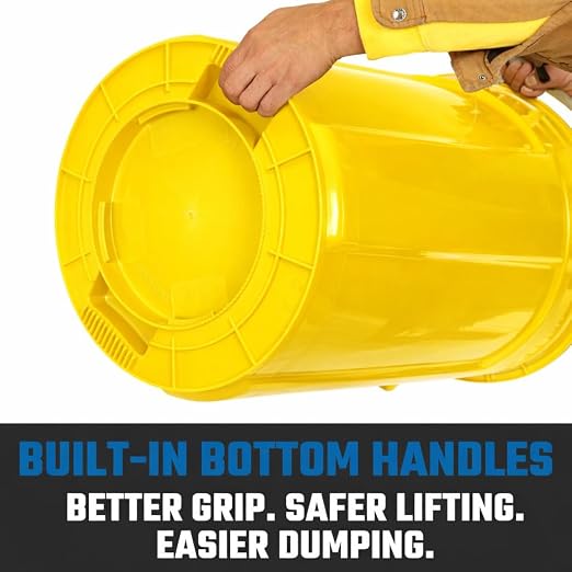 Magnum 44 Gallon Trash Can, High-Vis Yellow, Construction Grade, Heavy Duty Plastic, Jobsite Ready for Handling and Holding Garbage CMTC-C000-44Y01 (1 Pack)