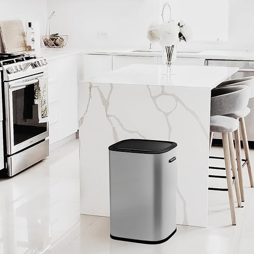 TrailBlaze Grey 50L/13 Gal Automatic Motion Sensor Trash Can with Lid, Dual Trash & Recycling Bin for Kitchen, Office, Bedroom, Bathroom