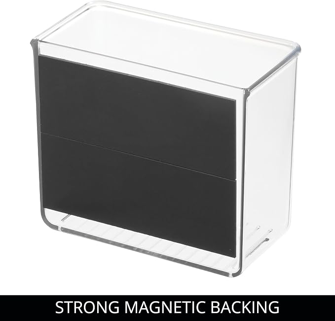 iDesign Magnetic Small Clear Plastic Organizer Bins, 2-Pack | Laundry Room Storage