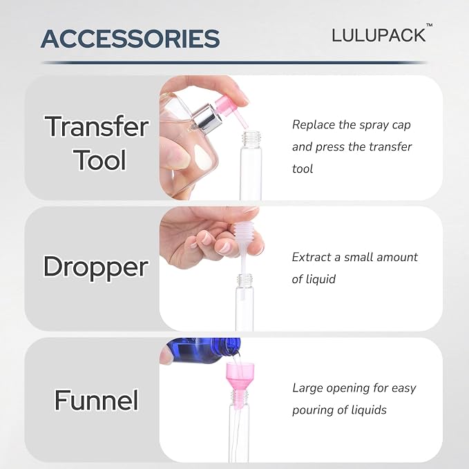 Lulupack Travel Perfume Bottle Refillable, 8ml Cologne Spray Atomizer, 6PCS | Small fragrance refill sprayer, empty decant container, twist up, leak-proof, portable, mini size, for men & women, TSA