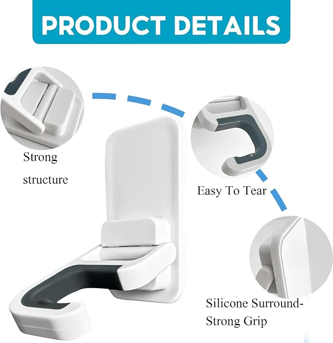 Broom Holder Wall Mount, 6 Pack Broom and Mop Organizer Wall Hanging Self Adhesive, No Drilling, Anti-Slip Broom and Mop Hanger Wall Mount Cleaning Ideal for Bathroom, Kitchen, Garden, Garage