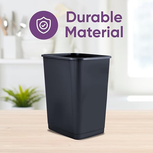 Superio Small 2.5 Gallon Plastic Trash Can, Waste Bin for Under Desk, Office, Bedroom, Bathroom- 10 Qt, (2, Dark Grey)
