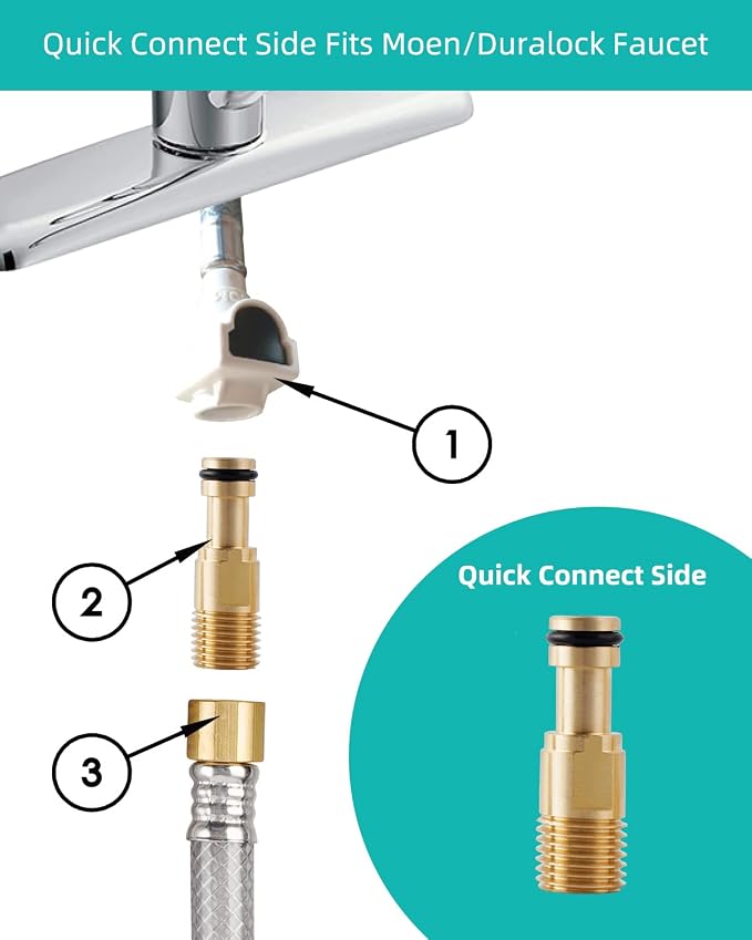 Universal Kitchen Sink Spray Attachment/Hose/Holder Set, Chrome | NSF/ANSI/CAN 372 Certified, Quick Side Connector Compatible with Moen Faucet Sprayer Head, Kitchen Sink Faucet Attachment