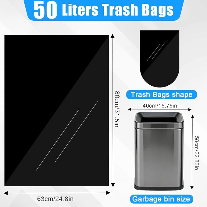 Tall Kitchen Trash Bags 13 Gallon Garbage Bags 50 Liters Plastic Trash Can Liners Waste Basket Bin Liners for Home Office Outdoor 160 Counts