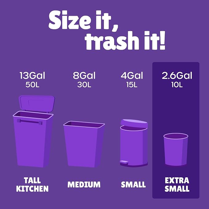 Forid Small Trash Bags for Bathroom - 2.6 Gallon Garbage Bags Unscented,Extra Thick Strong Wastebasket Can Liners for Home Office Bedroom,150 Bags Multi Colored