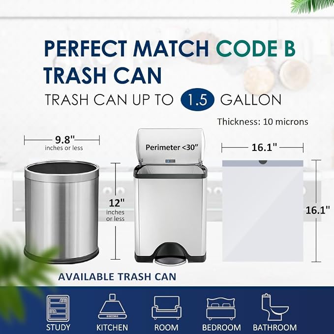 Small Drawstring Trash Bags 1.5 Gallon, White, 120 Count | Waste Basket Liners Fit 5-6.5L Garbage Cans, Tear Free, Leak Proof, Sturdy for Home,Office,Bathroom & Bedroom Daily Use