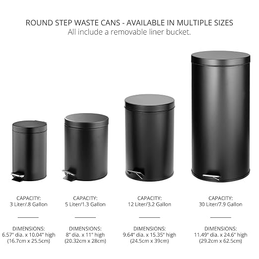 mDesign Tall 30 Liter, Large Round Metal Lidded Step Trash Can, Thin Compact Garbage Bin with Removable Liner Bucket for Bathroom, Kitchen, Craft Room, Office, Garage - White