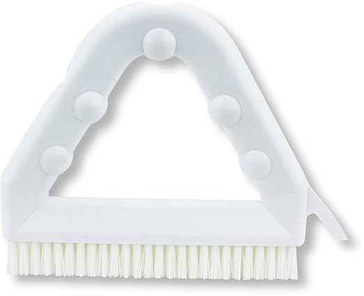 SPARTA Plastic Commercial Grout Brush, Triangle-Shaped Scrub Brush with Scraper and Two Threaded Holes for Attaching Handle (Sold Separately), 9 x 7 x 7 Inches, White, (Pack of 4)