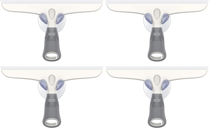 MR.SIGA Silicone Squeegee for Shower Doors, 10 inch, White & Gray, 4 Pack