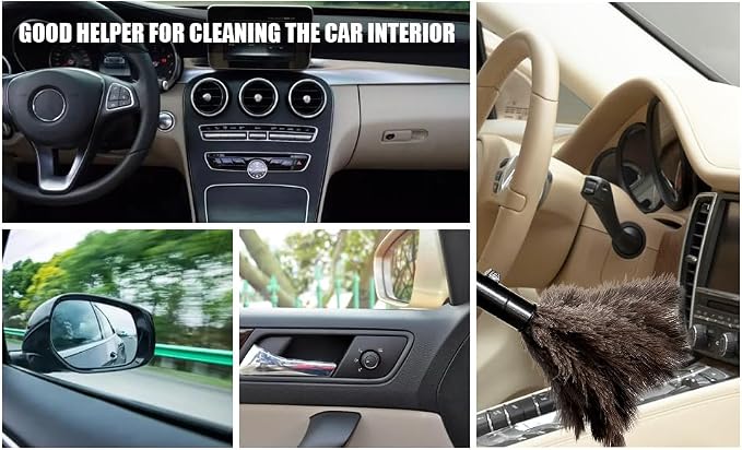 Retractable Ostrich Feather Duster for Cleaning, 15 Inch Fluffy and Natural Feather Duster with Retractable Handle， Reusable Eco-Friendly Handheld Cleaning Supplies(5PCS)
