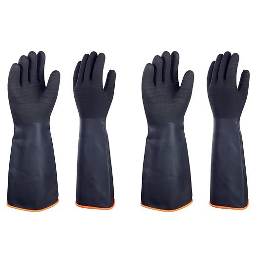 North Tower Heavy Duty Rubber Gloves, Industrial Gloves（18in,2 pair） | Long-lasting and Non-Slip Design,Flexible,Waterproof Reusable for Cleaning, Dishwashing,Industrial and Auto Care. ﻿
