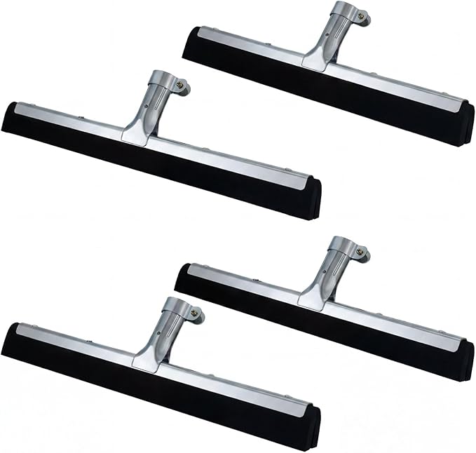 Lasnten 4 Pcs Double Foam Floor Squeegee for Concrete 22 Inch Industrial Floor Scrubber Stainless Steel Cleaning Squeegee with Rubber Heavy Duty Broom EVA Foam Blade for Garage Window Pool