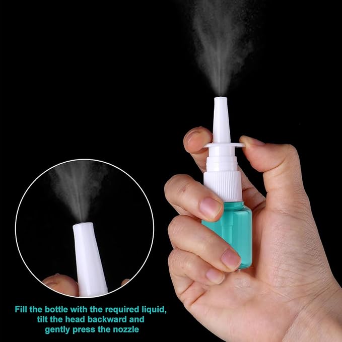 12Pcs Mini Plastic Nasal Spray Bottles - 5Ml Portable Empty Refillable Fine Mist Sprayers Cosmetic Perfume Makeup Water Storage Holder Container (Green)